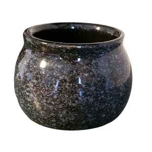 Vintage Black & Gray Mottled Glaze Ceramic Jar/Pot 80's 1985